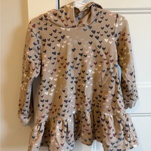 Heart Patterned Kids Hoodie Tunic